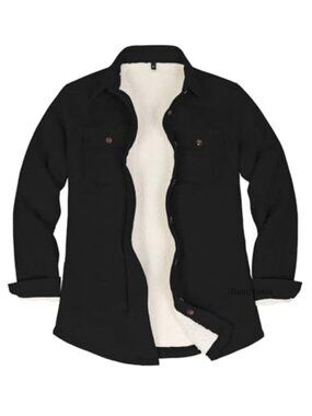 Womens Sherpa Lined Flannel Jacket Plaid Shacket Long Sleeve with Pockets Cold